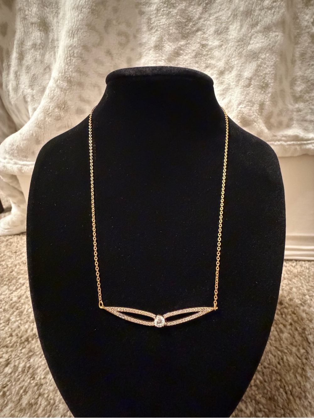 Swarovski Rose Gold-Plated Crystal Bar Necklace